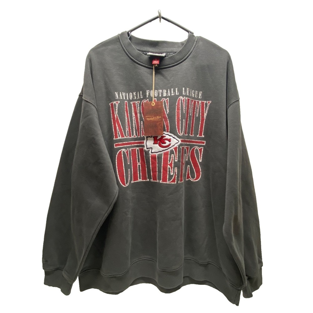 Kansas City‎ Chiefs NFL Sweatshirt Large Gray Fleece Football Mitchell Ness NWT